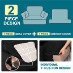 Turquoize T Cushion Chair Slipcover T Cushion Chair Covers For Living Room Stretch Sofa Couch Cover Soft Armchair Cover Washable Furniture Covers With Individual T Cushion Seat Covers (Chair, Black)