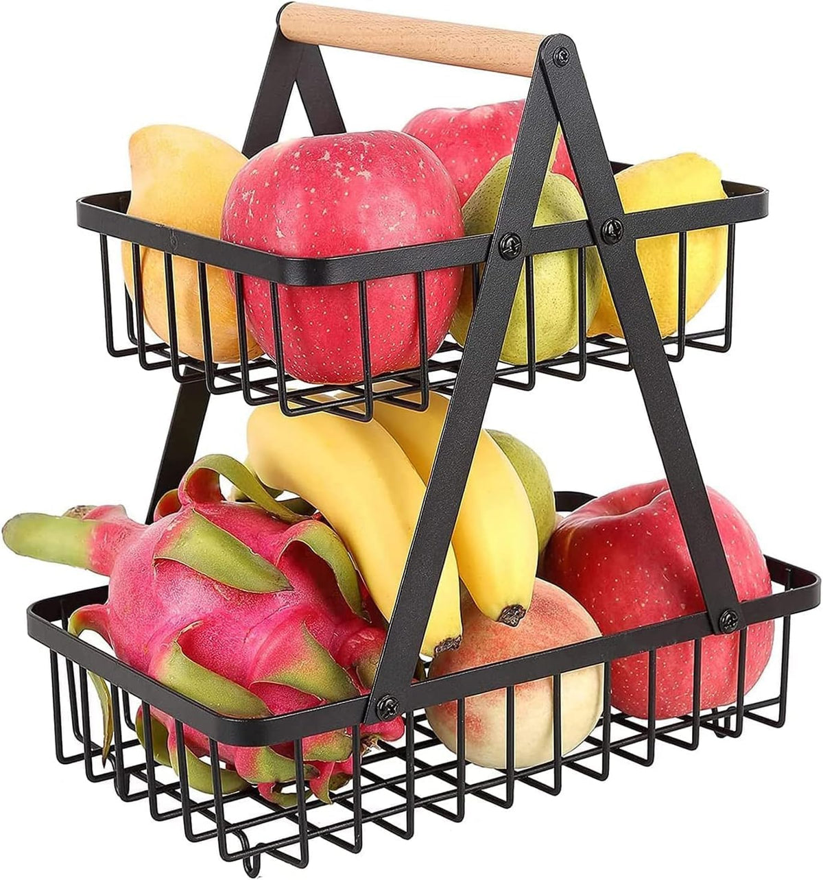Amazon Brand  Umi 2Tier Storage Basket Fruit Basket | Multifunctional Metal Storage Shelf for Display Table, Dining Table, Roo