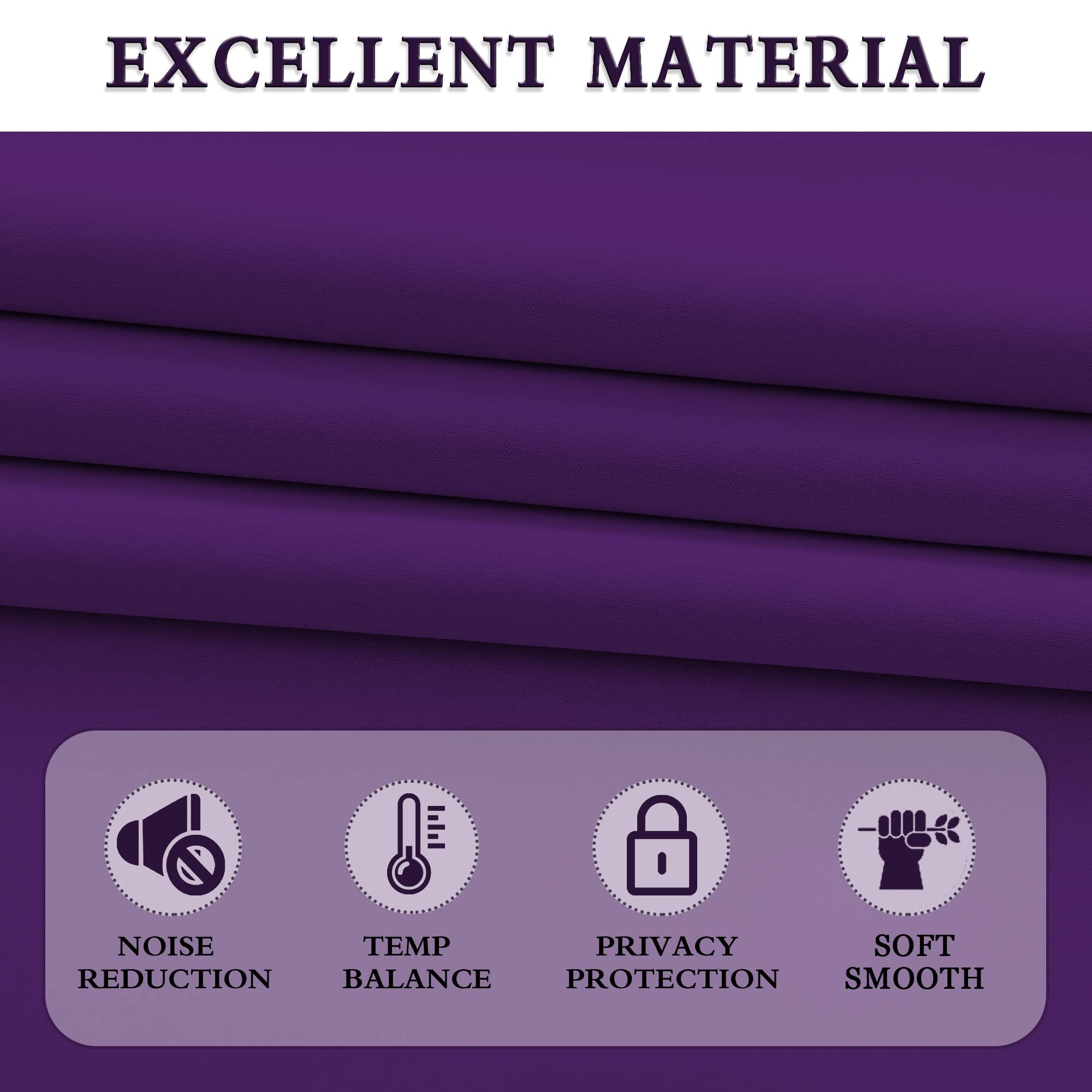Donren Royal Purple Small Window Room Darkening Curtain Tiers - Thermal Insulated Window Treatment Rod Pocket Curtains (42 By 36 Inch,2 Panels)