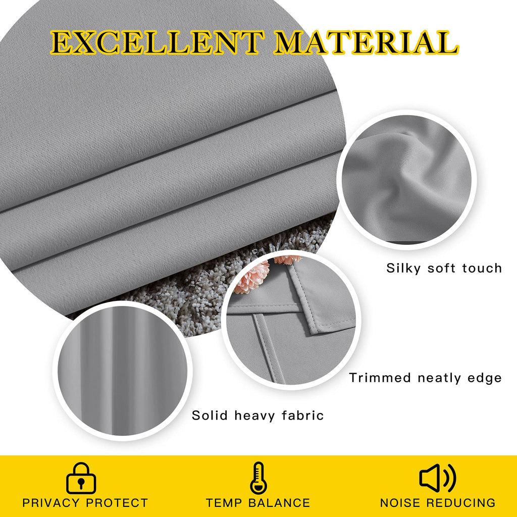 Nicetown Bedroom Blackout Curtains Panels - Triple Weave Energy Saving Thermal Insulated Solid Grommet Blackout Draperies For Li