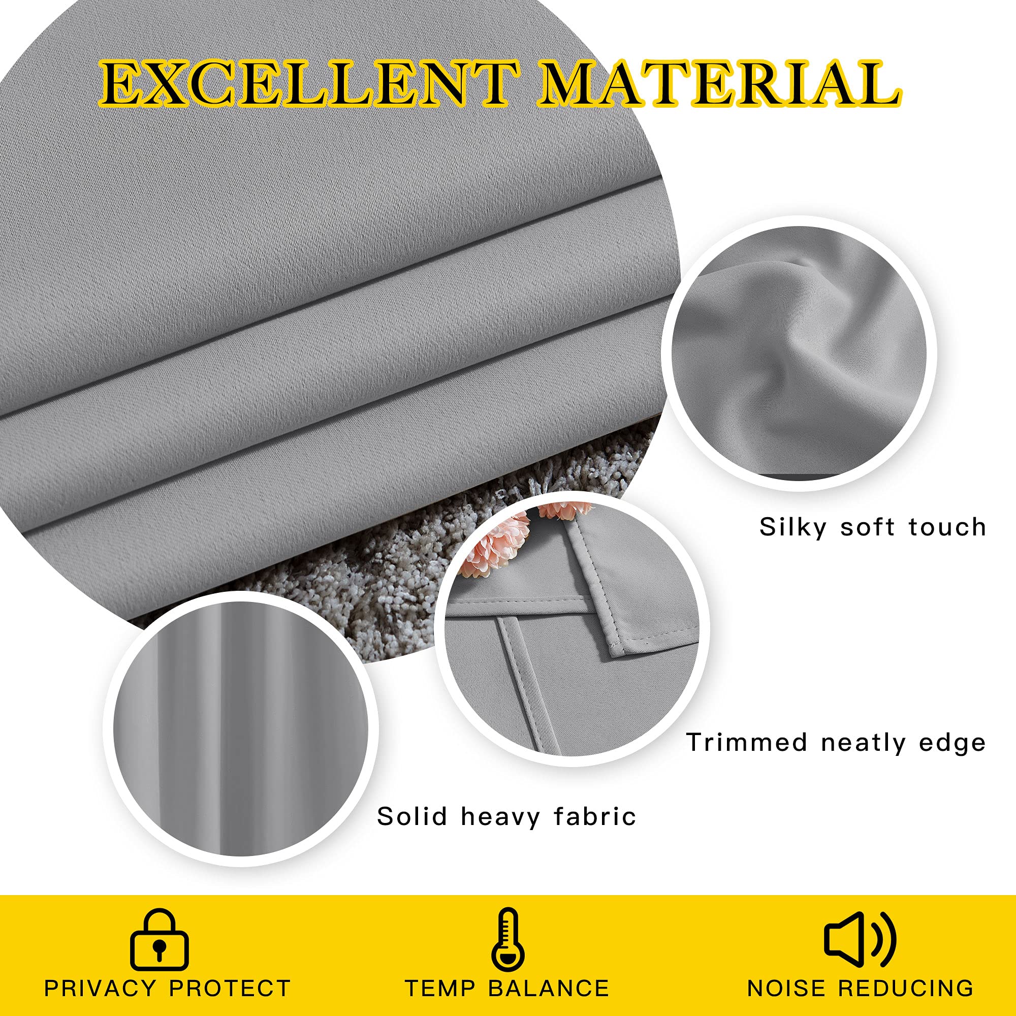 Nicetown Bedroom Blackout Curtains Panels - Triple Weave Energy Saving Thermal Insulated Solid Grommet Blackout Draperies For Li