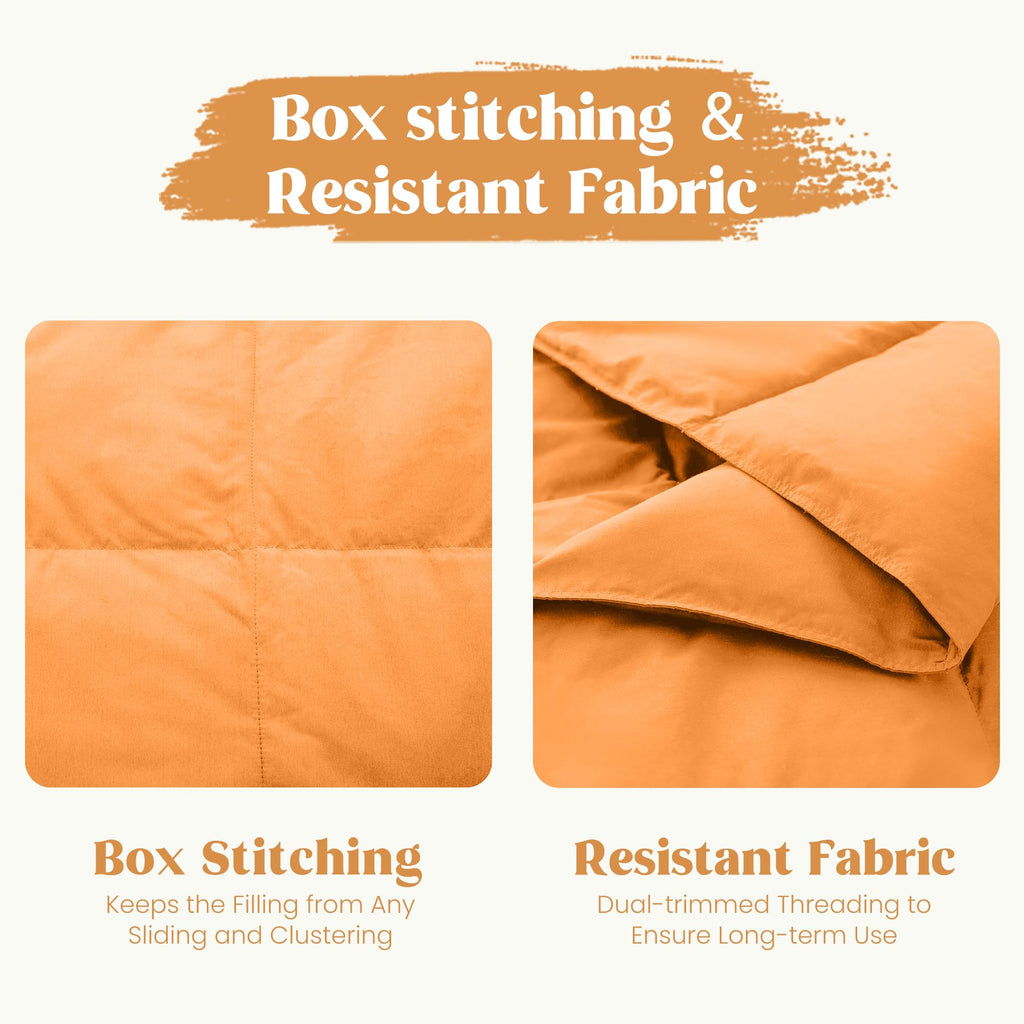 Puredown Soft Feather Down Throw Blanket Lightweight Packable Couch Throw For Indoor And Outdoor Use, 50''X70'', Orange