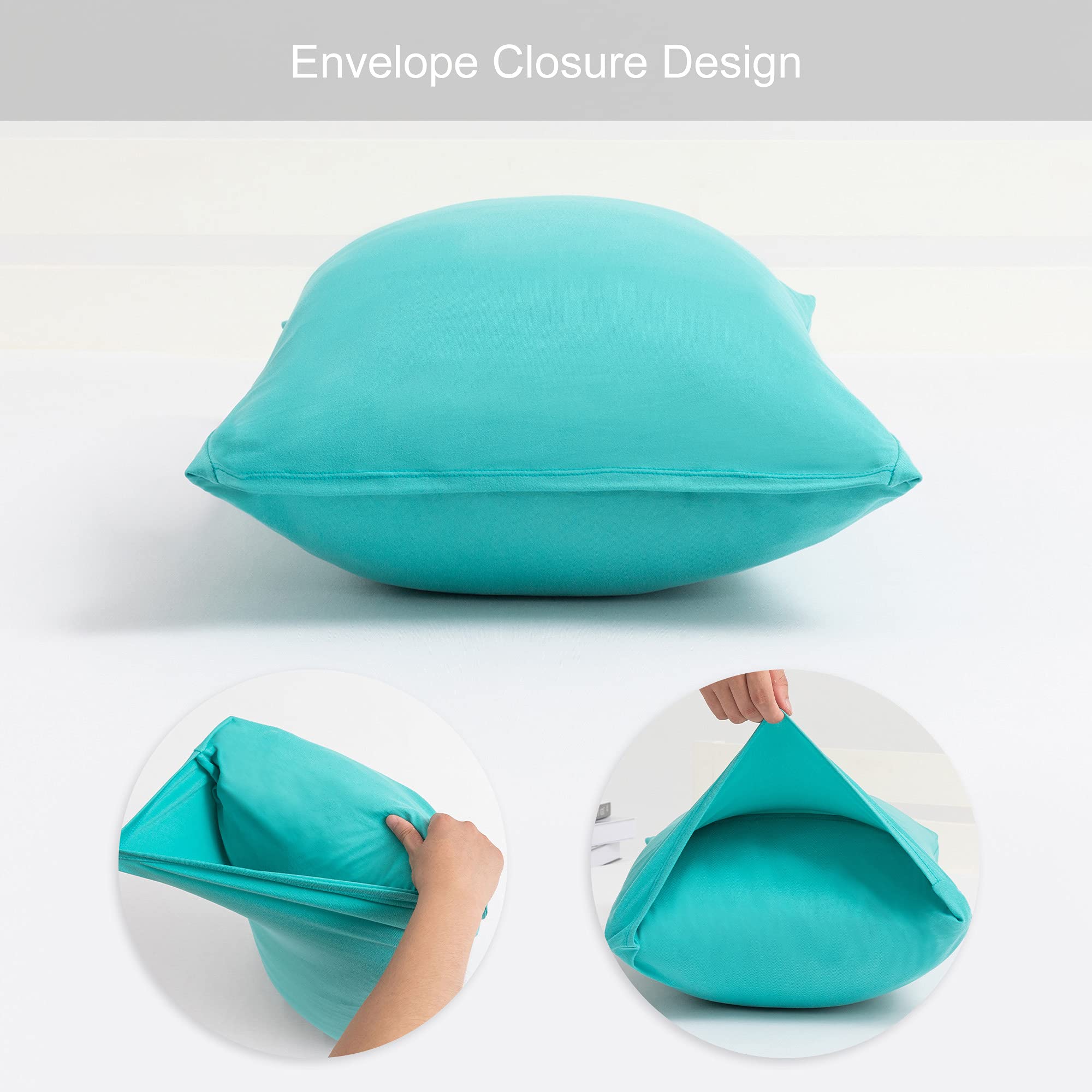 2-Pack Stretch Pillow Cases - Jersey Knit & Envelope Closure Pillowcases With Ultra Soft T-Shirt Like Polyester Blend - Suitable