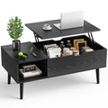 OLIXIS Wood Lift Top Coffee Table with Hidden Compartment and Large Storage Shelf, Lift Tabletop Dining Center Table for Home Li