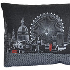 HomeRoots Grey 24' Black and White London Nighttime Skyline Lumbar Decorative Pillow