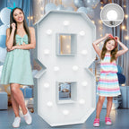 4FT Marquee Light Up Numbers - Cool White Light Up Numbers 8 with Fixed Water Bag, Party Decoration Large Marquee Light Up Numbe