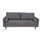 Flash Furniture Hudson Mid-Century Modern Sofa - Dark Gray Faux Linen Upholstery - Buttonless Tufting - Wood Legs