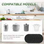 Tecreddy Compost Bin Filter - 6.7 Charcoal Filters for Kitchen Compost Bucket, Black 6-Pack, Replacement Filter