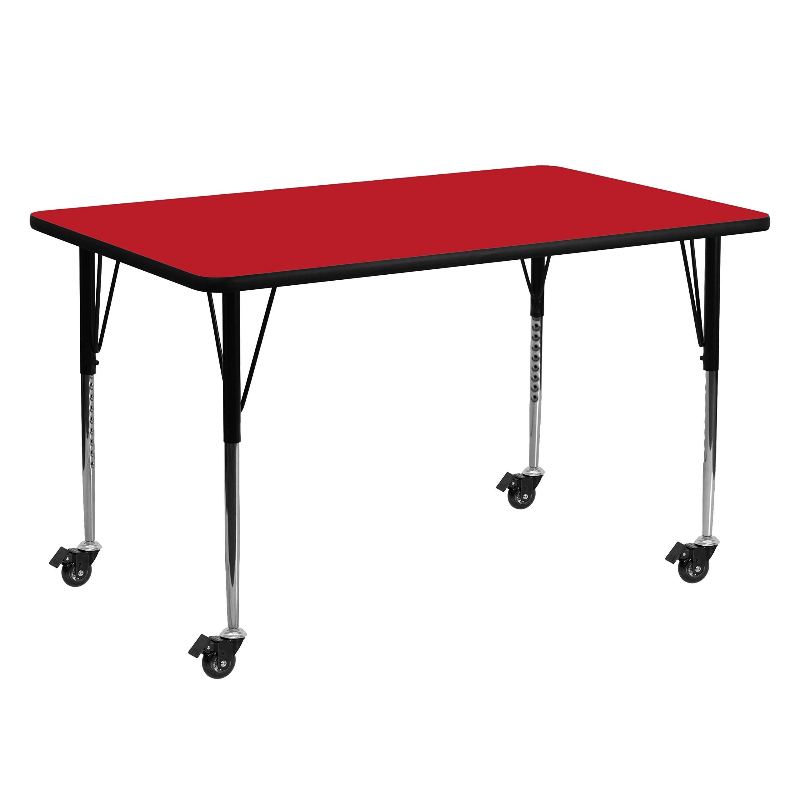 Flash Furniture Wren Mobile 24''W X 60''L Rectangular Grey Hp Laminate Activity Table - Standard Height Adjustable Legs
