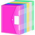 Sooez 12 Pack Folders Plastic Envelopes, Clear Plastic File Folder For Document, Letter A4 Size Poly File Envelopes With Label P