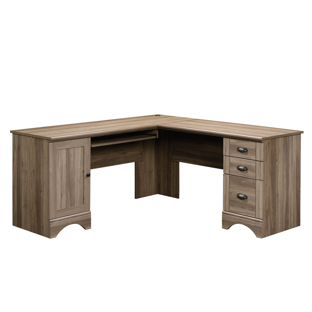 Sauder Harbor View Computer Desk, 66.14'D X 66.14'W X 30.28'H , Salt Oak Finish