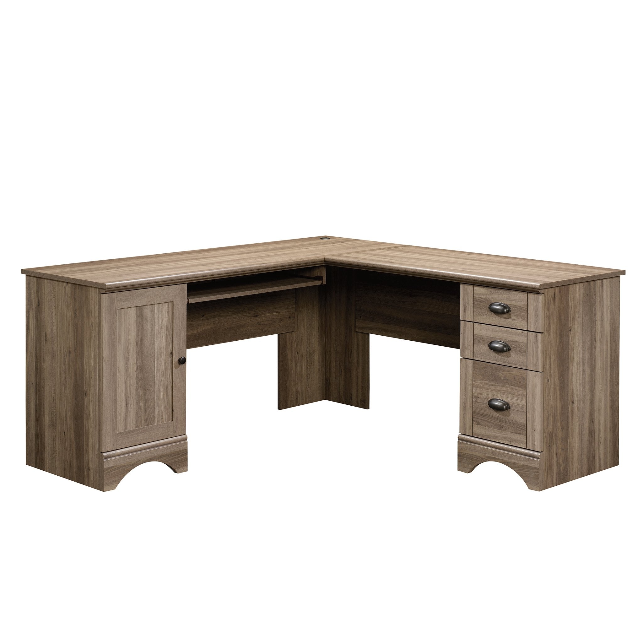 Sauder Harbor View Computer Desk, 66.14'D X 66.14'W X 30.28'H , Salt Oak Finish