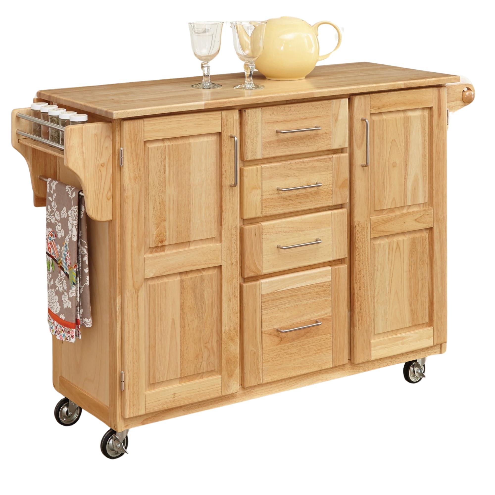 Home Styles Kitchen Center with Breakfast Bar, 52-1/2 in. W x 18 in. - 30 in. D x 36 in. H, Natural