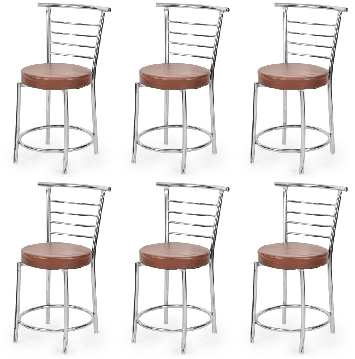 Goyal Steel & Furniture Chairs For Dining Table, Steel Chair, Dining Chair With Comfortable Cushion (6, Brown, Standard)