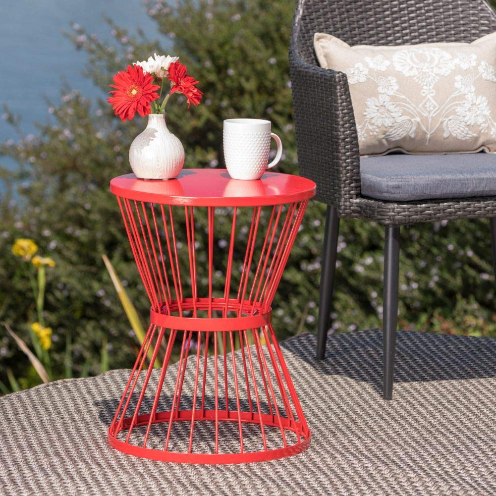 Christopher Knight Home Lassen Outdoor 16' Iron Side Table, Matte Red