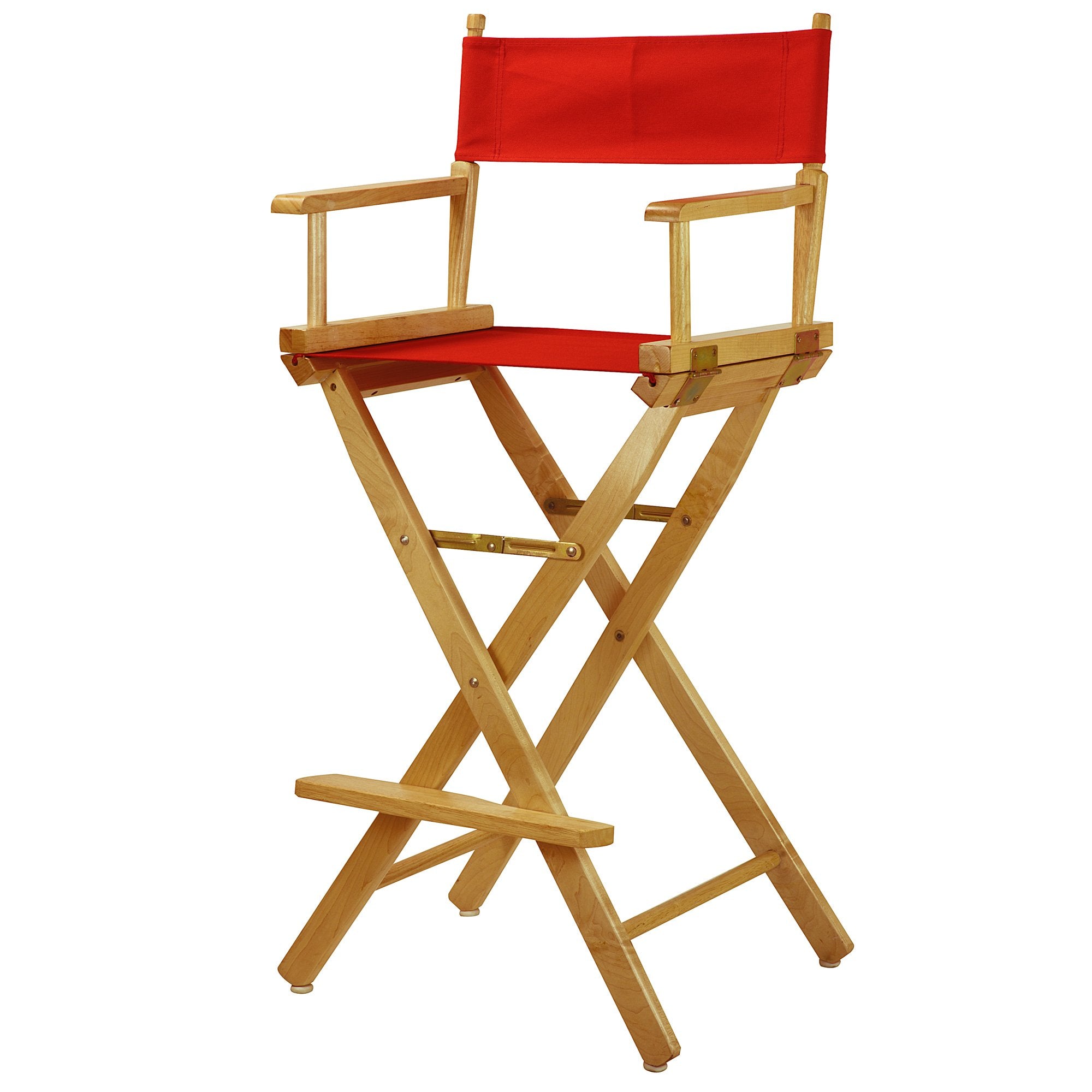 Casual Home Directors Chair ,Natural Frame/Red Canvas,30 - Bar Height