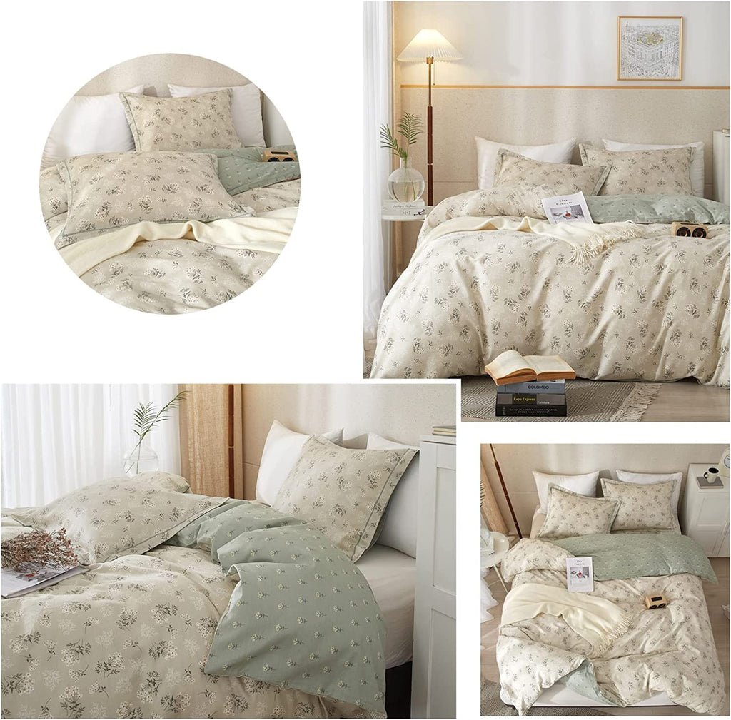 Lifetb Garden Style Floral Duvet Cover Queen Soft Cotton Boho Floral Bedding Sets Chic Shabby Botanical Queen Duvet Cover Girl W