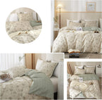 Lifetb Garden Style Floral Duvet Cover Queen Soft Cotton Boho Floral Bedding Sets Chic Shabby Botanical Queen Duvet Cover Girl W
