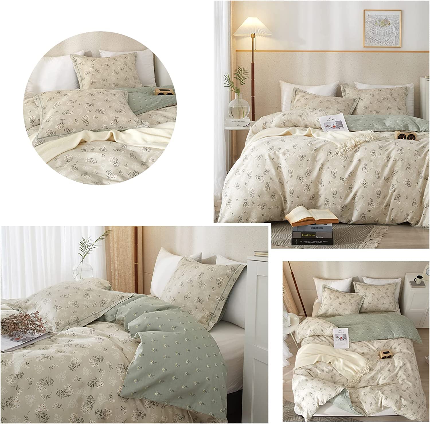 Lifetb Garden Style Floral Duvet Cover Queen Soft Cotton Boho Floral Bedding Sets Chic Shabby Botanical Queen Duvet Cover Girl W