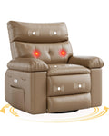 GarveeHome Electric Swivel Massage Chair, Power Rocking Recliner with Vibration and Heating, Overstuffed PU Leather Single Sofa 