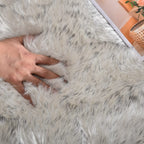 Orinova White And Grey Area Rugs 9X12 Living Room Large Washable Faux Fur Rugs For Bedroom Nursery Shaggy Sheepskin Fur Rectangl