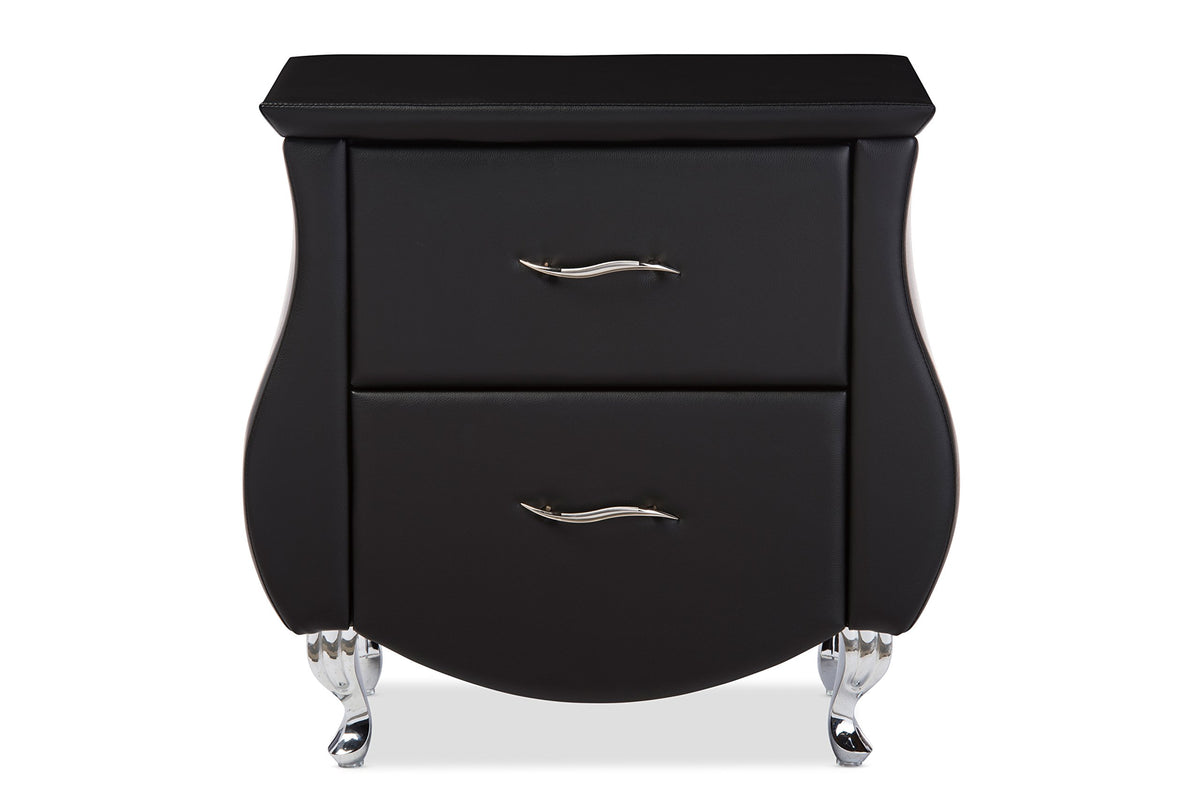 Baxton Studio BBT3116-Black-NS Nightstand, Medium, Black