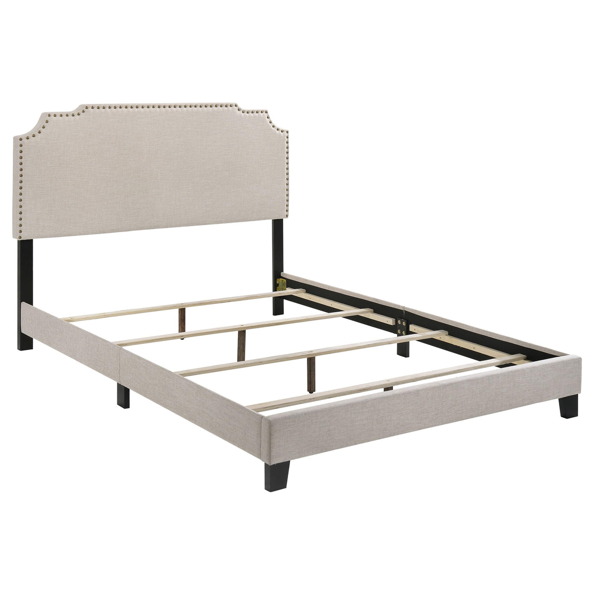 Coaster Home Furnishings Tamarac Transitional Fabric Upholstered Eastern King Size Panel Bed Frame 51-inch Headboard Beige 310061KE