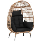 Paylesshere Egg Chair Egg Basket Rattan Chair Steel Frame Oversized Indoor Outdoor Lounger Simple Installation With 4 Comfort Cushion And Stand,352Lb Capacity For Patio Garden Living Room,Black