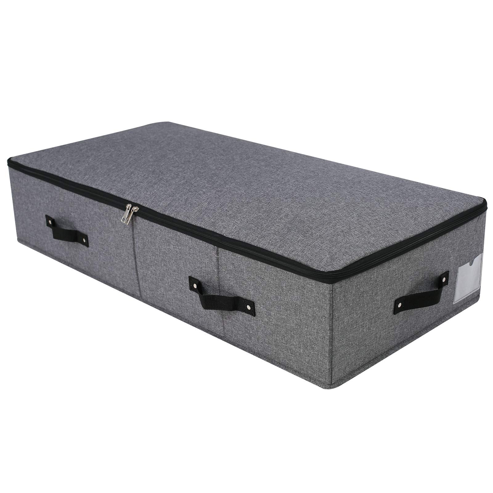 AMJ Extra Length Under Bed Storage Organization Containers for Shoes, Clothing, Bedding, 35.5 x 16.5 x 7, Black Gray