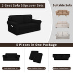 Easy-Going 5 Pieces Stretch Loveseat Cover Washable Loveseat Slipcover Set For 2 Backrest And Seat Cushion Couch Anti-Slip Sofa