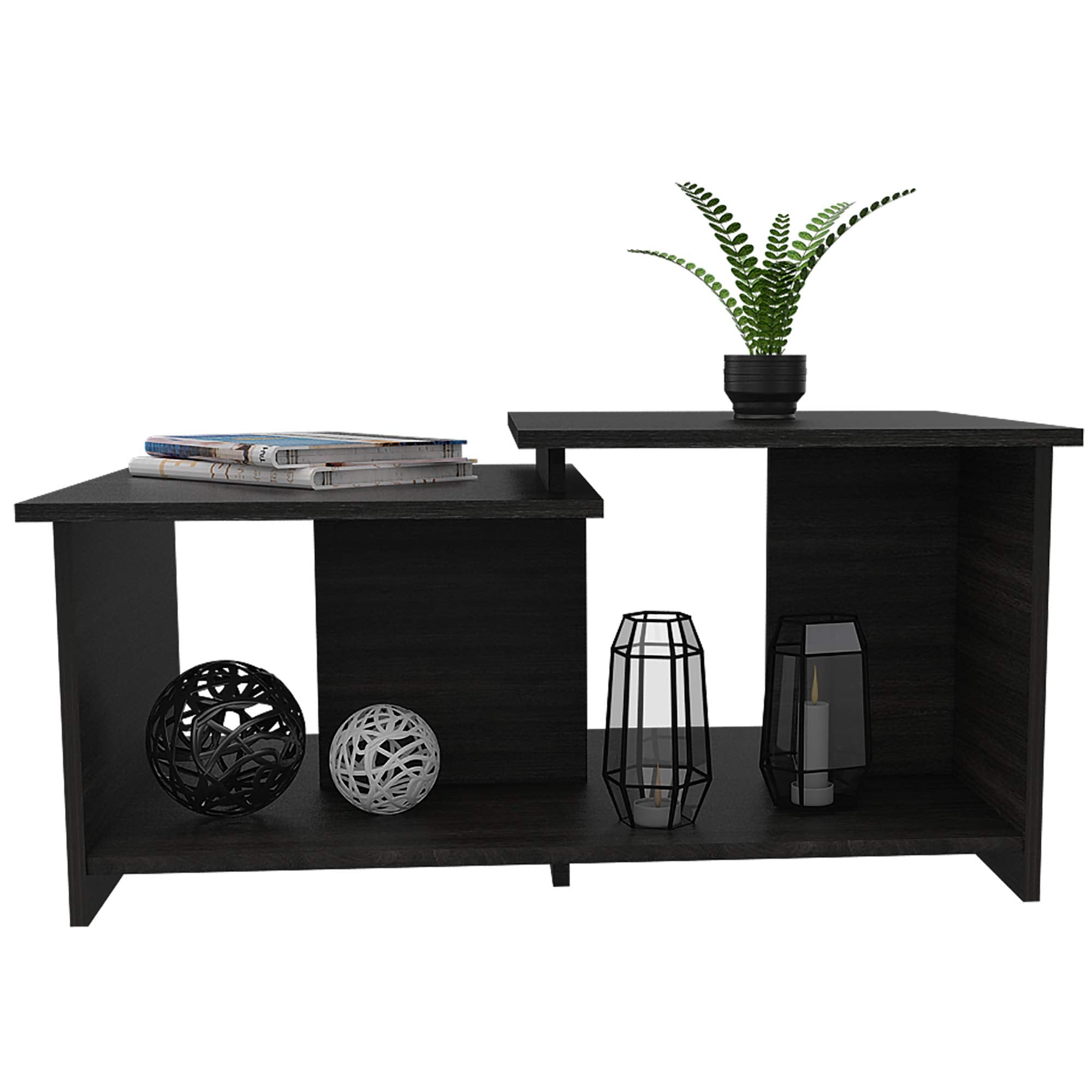 FM FURNITURE Osceola Coffee Table with Open Shelf, Black
