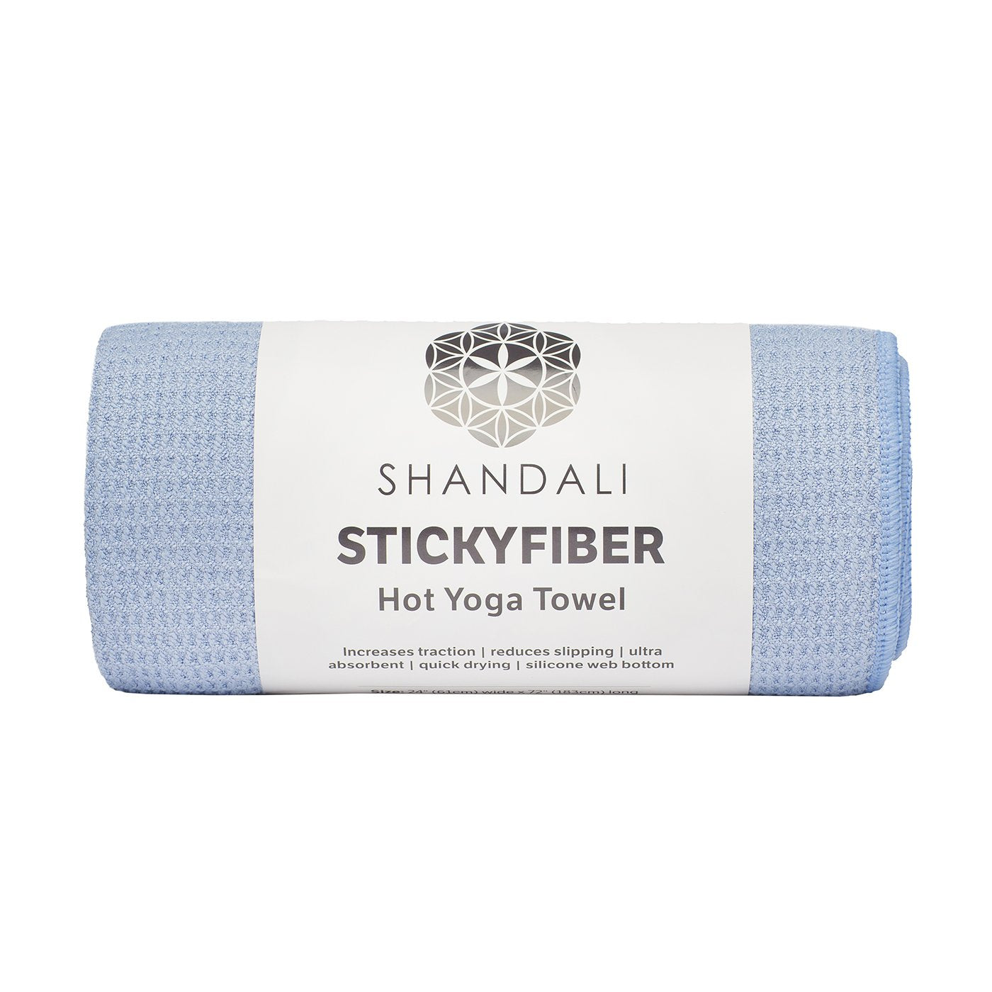 Shandali Stickyfiber Hot Yoga Towel - Silicone Backed Yoga Mat-Sized, Absorbent, Non-Slip, 24 x 72 Bikram, Gym, and Pilates - (B