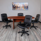 Flash Furniture Lake 5 Piece Cherry Oval Conference Table Set With 4 Black Leathersoft-Padded Task Chairs