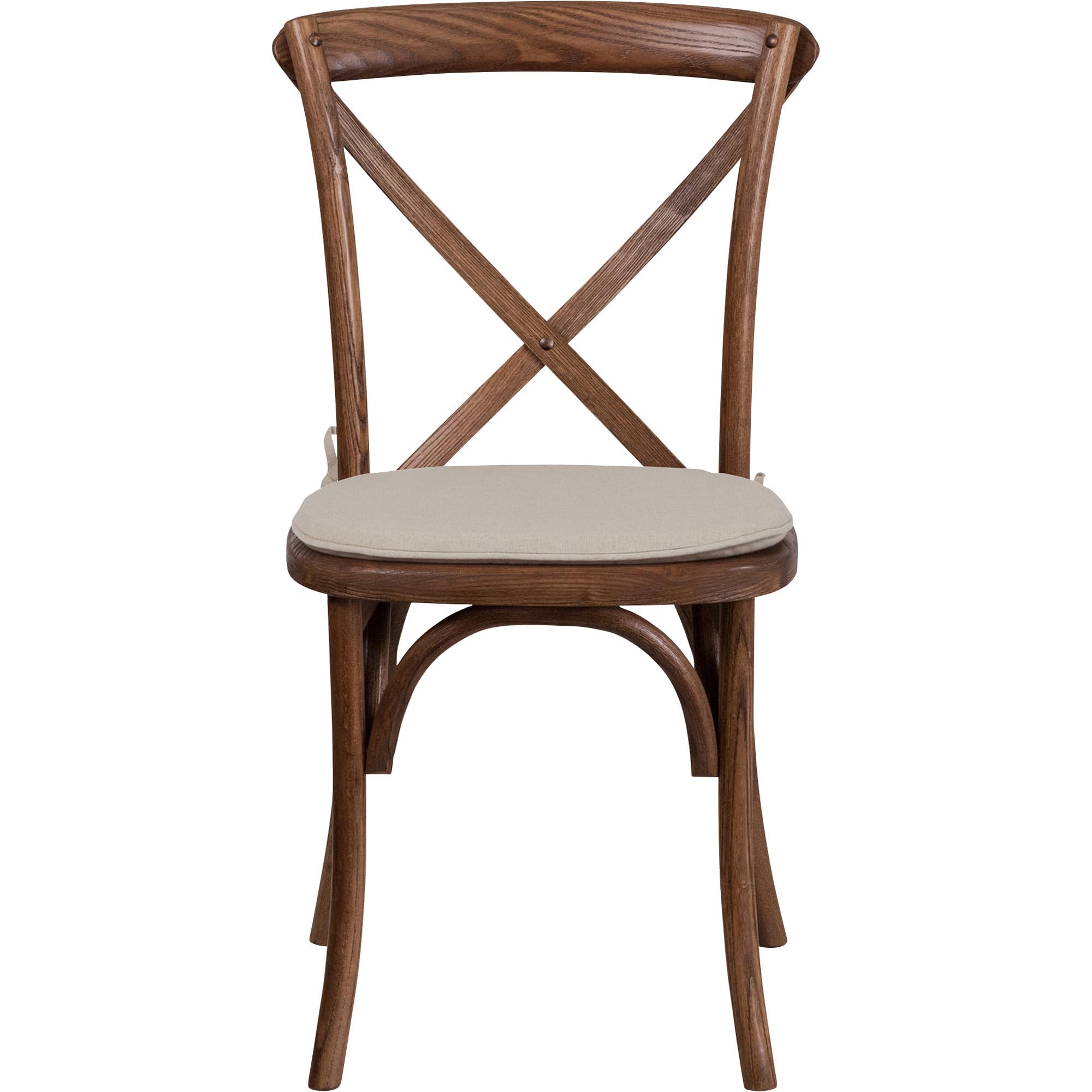Flash Furniture Hercules Series Stackable Pecan Wood Cross Back Chair With Cushion