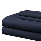 Cathay Home Essentials Ultra Soft Hypoallergenic Wrinkle Resistant Double Brushed Microfiber Bedding Sheet Set, Navy, California King