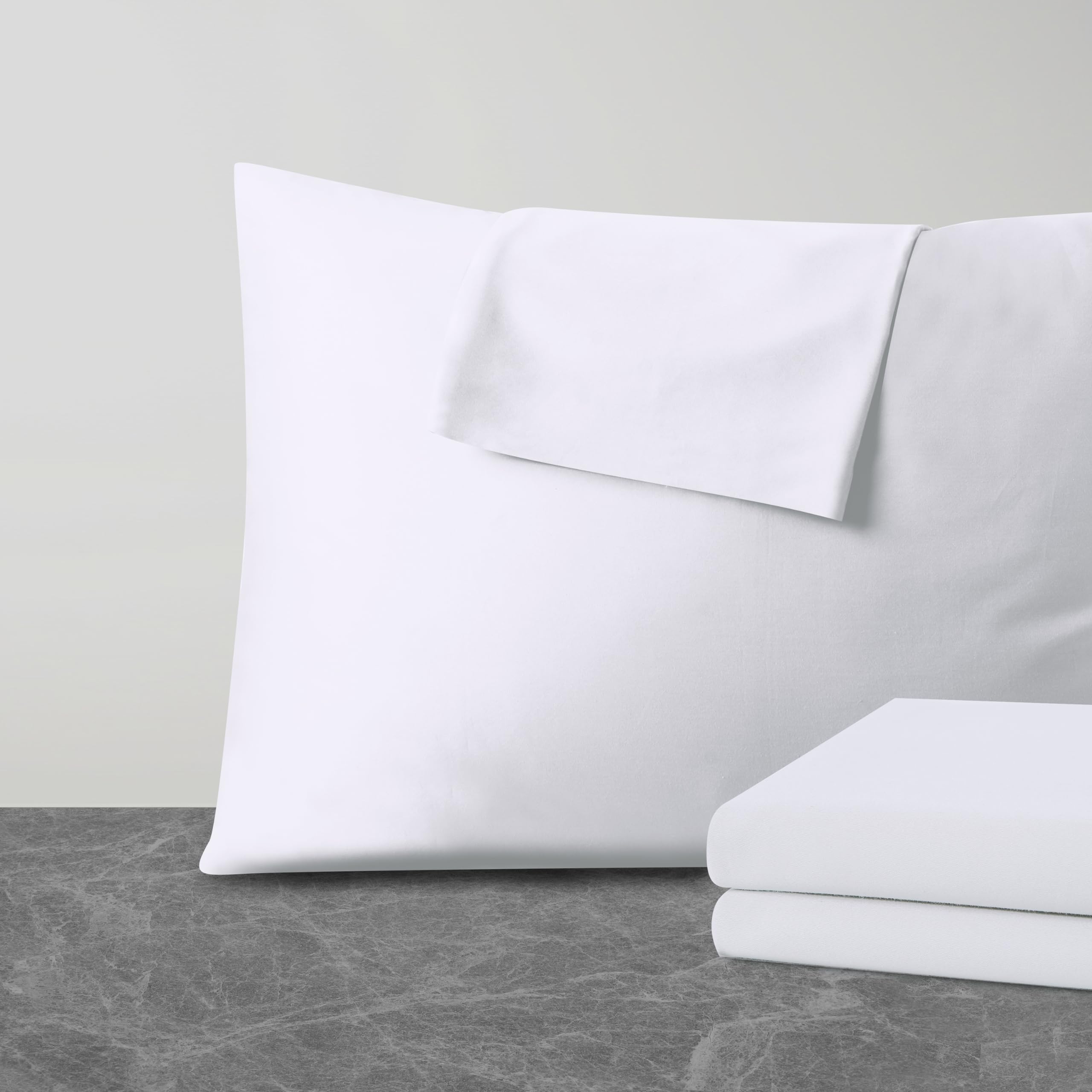 4 Pack Pillow Protector Queen Size 100% Egyptian Cotton Pillow Covers, 400 Thread Count Sateen Weave Cooling Pillow Cases with Z