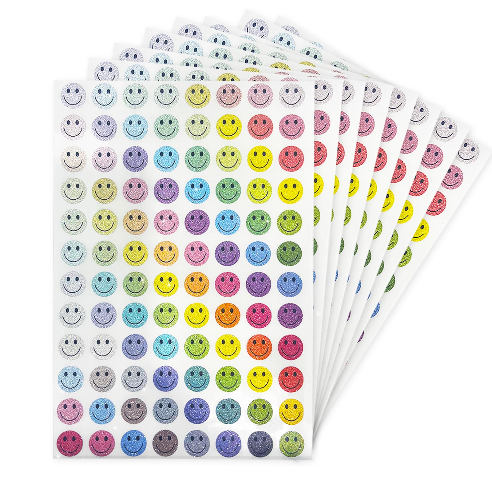 Yeachlaing 0.5 Inch Shiny Happy Face Stickers,Circle Dots Labels Reward Stickers Teachers Stickers(Multicolored)