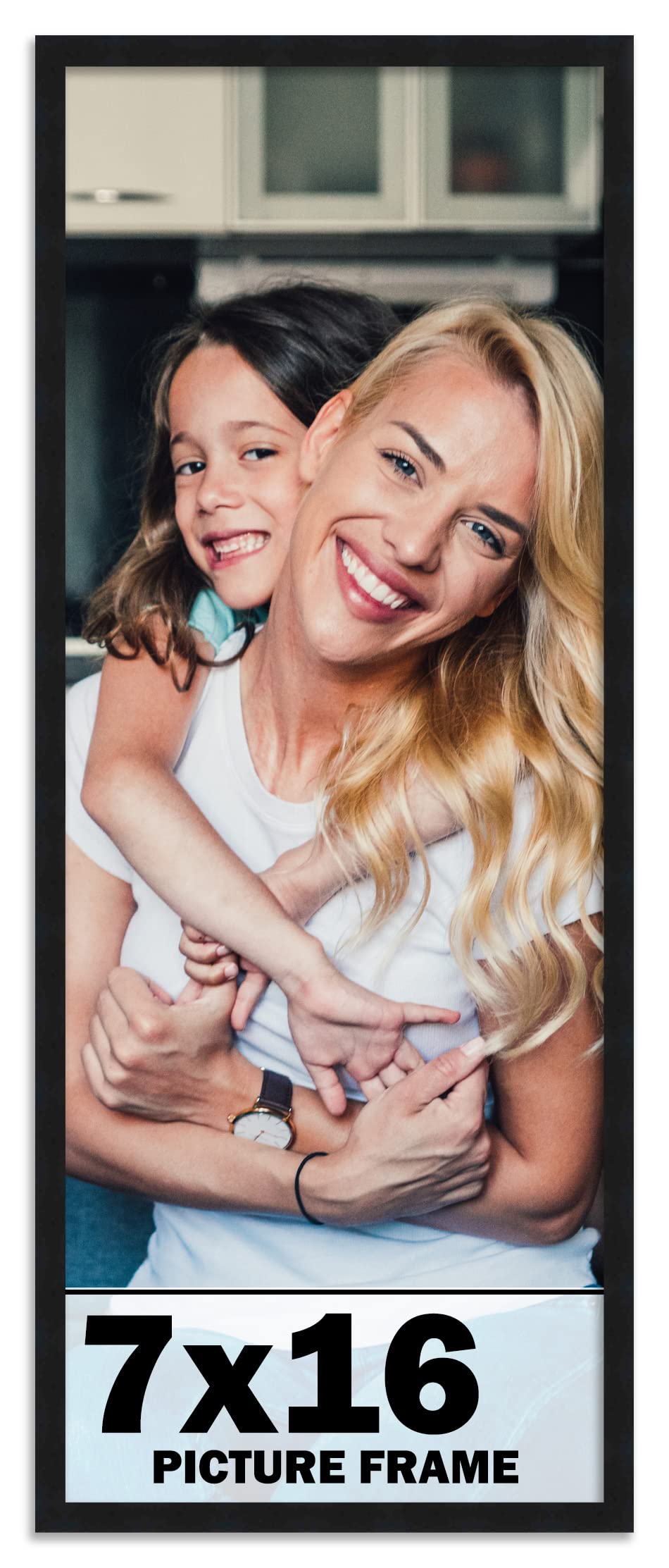 7x16 Frame Black Picture Frame - Complete Modern Photo Frame Includes UV Acrylic Shatter Guard Front, Acid Free Foam Backing Boa