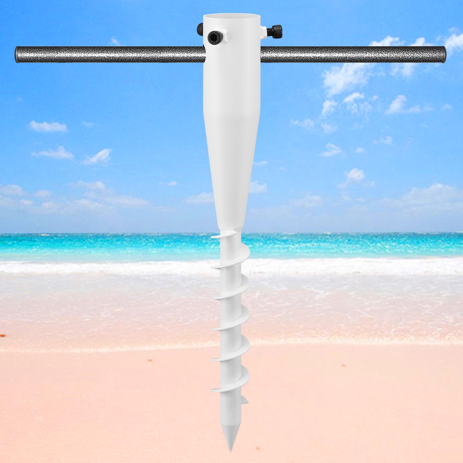 Dakepole Beach Umbrella Sand Anchor,Heavy Duty Metal No Dig Beach Sand Ground Umbrella Anchor Stake,Windproof Strong Umbrella Sc