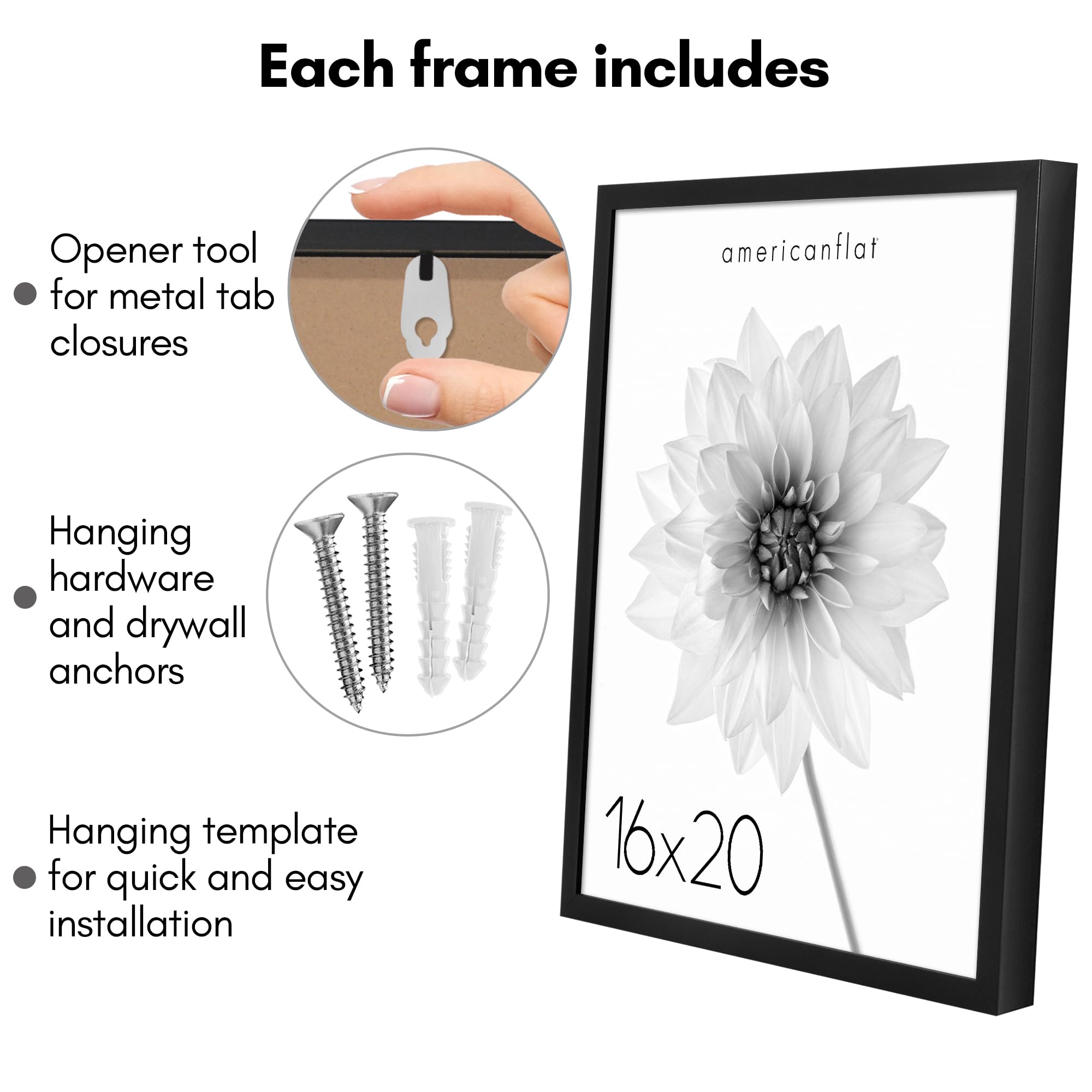 Americanflat 16X20 Picture Frame With Polished Plexiglass - Soho Collection - Gallery Style Deep Molding Frame For Wall Display