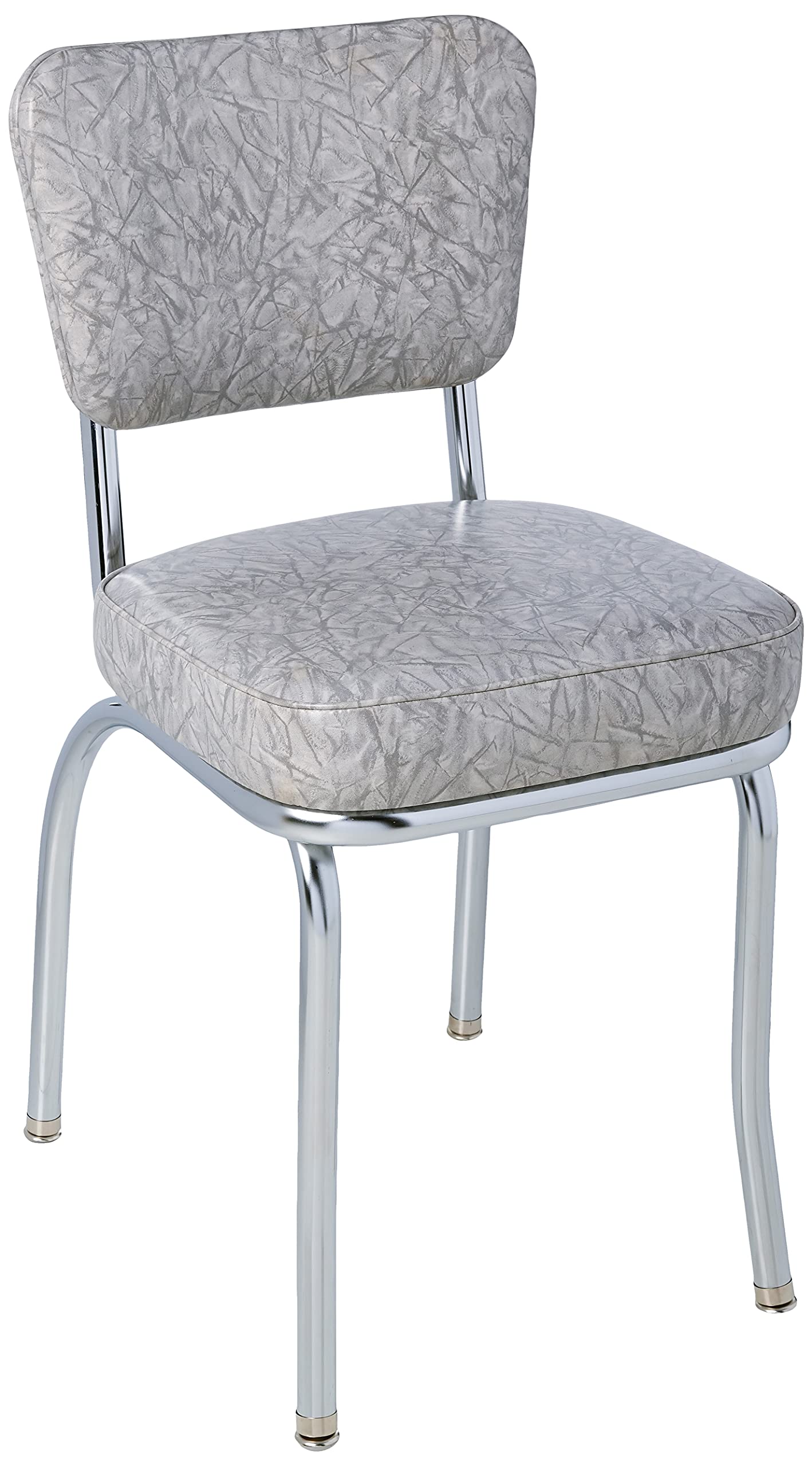 Richardson Seating Cracked Ice Retro Chrome Kitchen Chair with 2 Box Seat, Grey