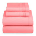 Clara Clark Full Sheets Set, Deep Pocket Bed Sheets For Full Size Bed - 4 Piece Full Size Sheets, Extra Soft Bedding Sheets & Pillowcases, Coral Pink Sheets Full