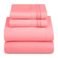 Hearth & Harbor King Size Sheets - 4 Piece Bed Sheet Set, Hotel Luxury Double Brushed Bed Sheets - Extra Soft Bedding Sheets & Pillowcases, King, Coral Pink