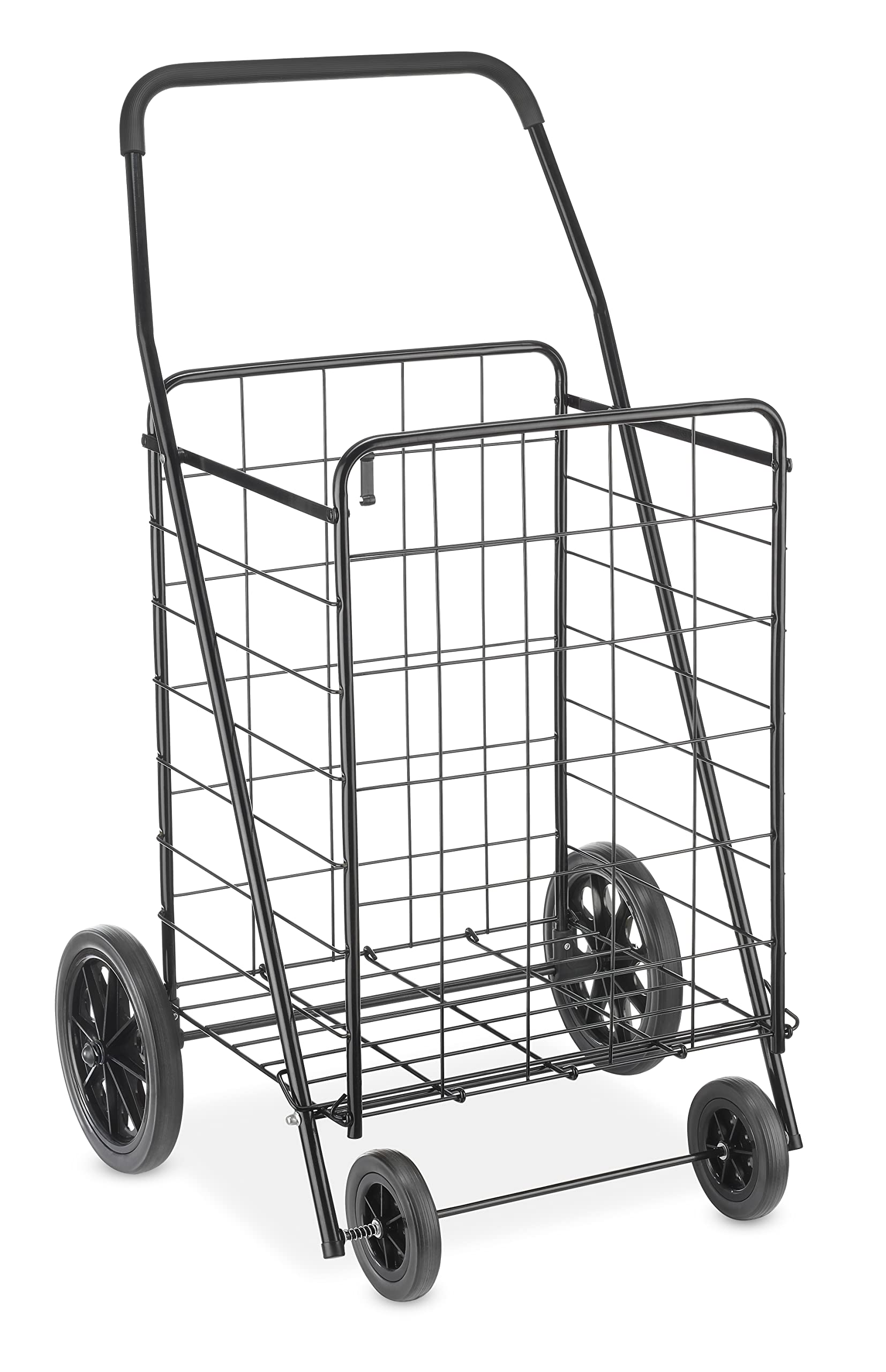Whitmor Folding Utility Cart with Wheels, Rolling Collapsible Shopping Cart Portable Foldable Grocery Cart for Shopping Storage,