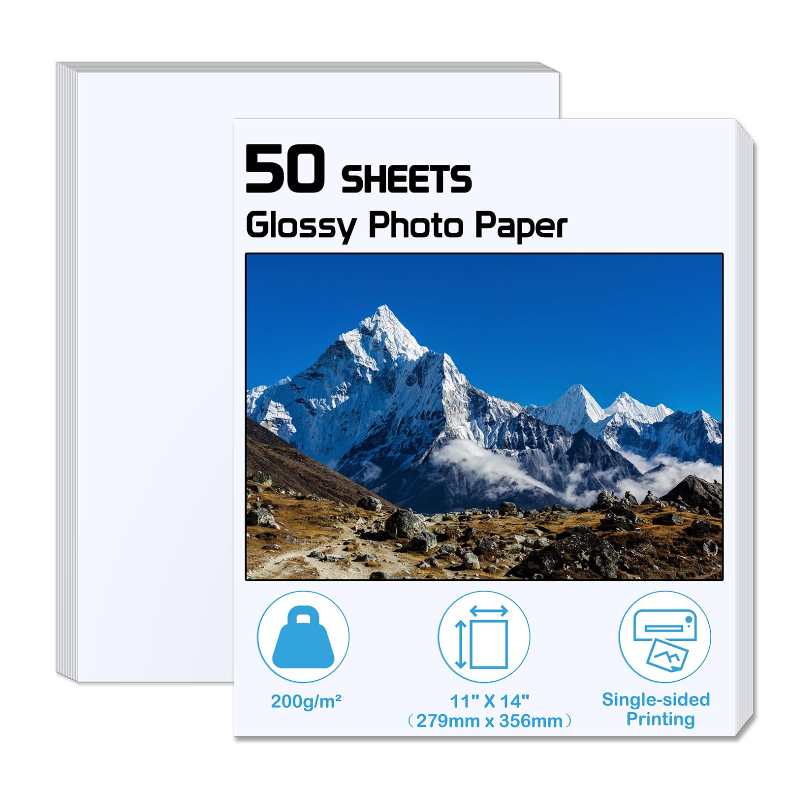 Zbeivan 11X14 Photo Paper, Glossy Photo Paper 50 Sheets, 11'X14' Inkjet Printer Photo Paper For Dye Ink, 200 Gsm