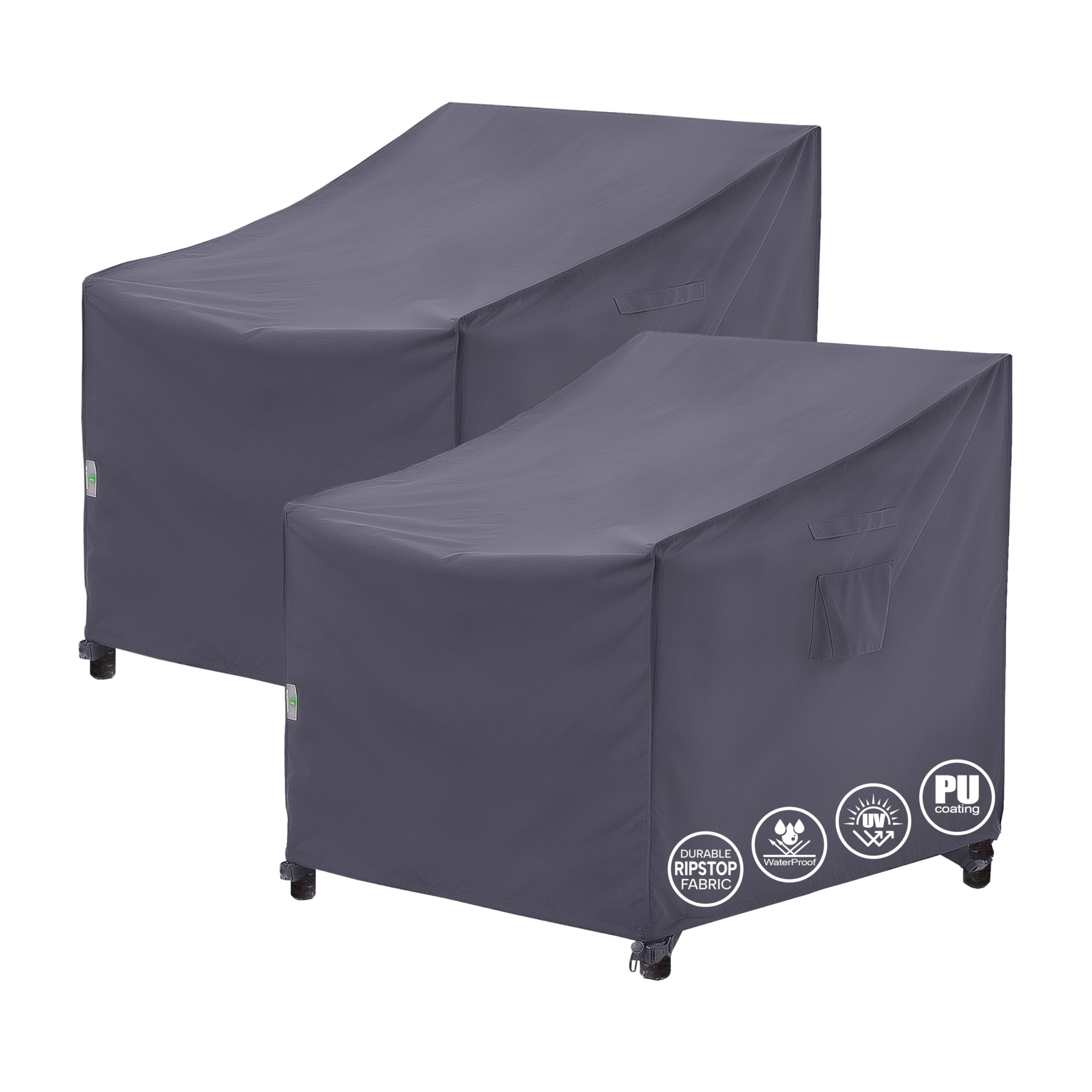 F&J Outdoors Patio Chair Covers Waterproof UV Resistant Heavy Duty Outdoor Lounge Chair Adirondack Chair Cover, Grey, 2Pack, 33 