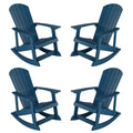 Yefu Outdoor Rocking Chair Set Of 4,Adirondack Rocking Chair,Patio Rocker Chair With Wide Back,Oversized Rocker Chair Look Like Real Wood, For Lawn, Porch, Backyard, Indoor And Garden(Navy Blue)