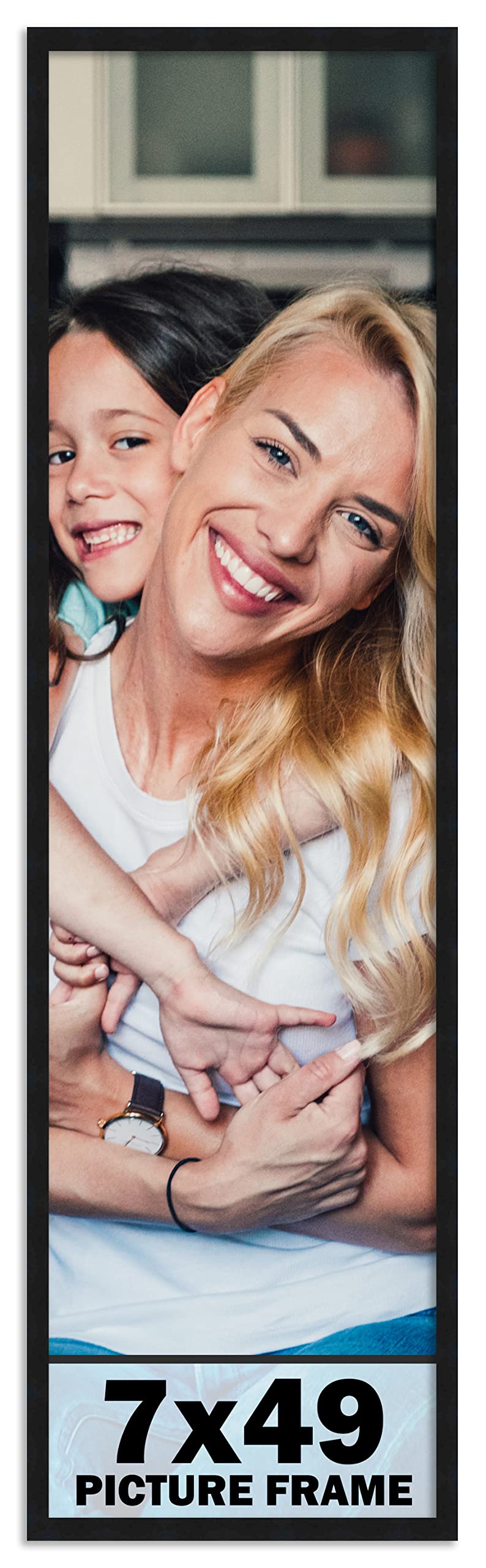 7x49 Frame Black Picture Frame - Complete Modern Photo Frame Includes UV Acrylic Shatter Guard Front, Acid Free Foam Backing Boa