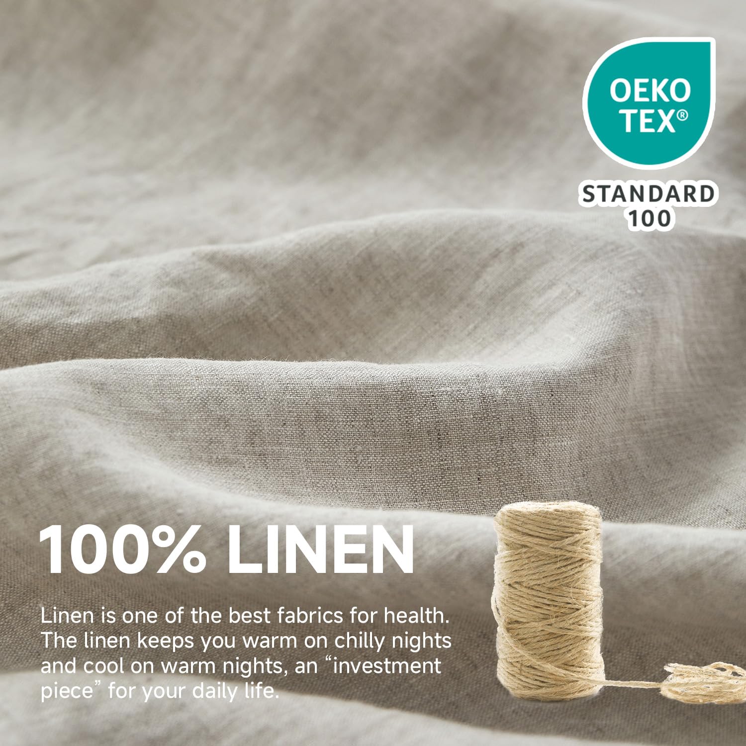 Simple&Opulence 100% Linen Duvet Cover Set With Washed-French Flax-3 Pieces Solid Color Basic Style Bedding Set-Breathable Soft