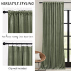 Ryb Home Sage Green Velvet Curtains 90 Inches - Heavy Duty Back Tab Decorative Window Drapes Privacy Room Darkening Covering For Living Room Bedroom, 52 Inch X 90 Inches, 2 Panels Set
